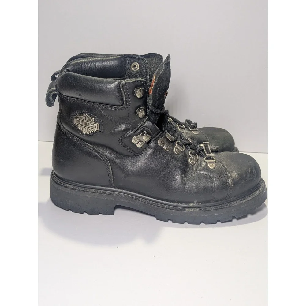 Harley-Davidson Mens Black Leather Lace Up Riding Boots 81610 Size 8